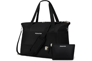 POWAITER Weekender Bag with Shoe Compartment, Gym Bag for Women with Wet Pocket, Large Travel Bag with USB Charging Port