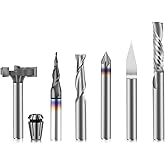 FoxAlien 1/4" Shank CNC Router Bit Essential Kit, 1/4" ER11 Collet, V-bit, End Mills, Chamfering Bit for Wood MDF Resin Lette