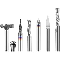 FoxAlien 1/4" Shank CNC Router Bit Essential Kit, 1/4" ER11 Collet, V-bit, End Mills, Chamfering Bit for Wood MDF Resin Lette