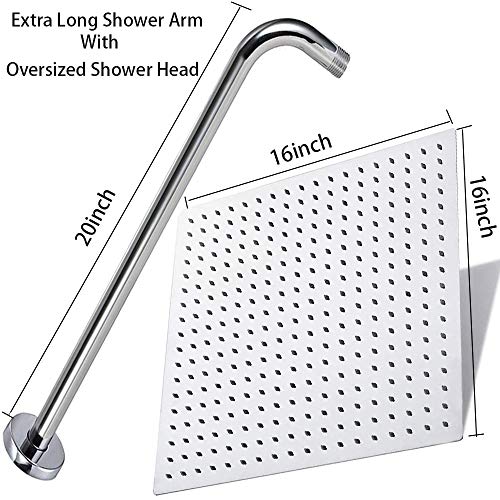 Rain Shower Head With Extension Arm, NearMoon Square Shower Heads