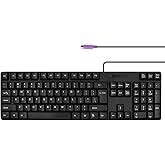 MCSaite Wired PS2 104 Keys Computer Keyboard with Stands,Black,Waterproof - Compatible for Windows, PC, Laptop