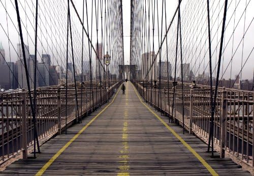 Photo Wall Mural Wallpaper-BROOKLYN BRIDGE-NON-WOWEN -137.8”x102.4”-350x260cm- 7 Strips digital print-New York Sea Ocean Forest Flowers City Map Manhattan London America Stones-18289