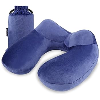 Urophylla Inflatable Travel Pillow Soft Velvet Inflatable Travel Neck Pillow For Airplanes Train Car Home And Office With Packsack Comfortable