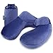 UROPHYLLA Inflatable Travel Pillow, Soft Velvet Inflatable Travel Neck Pillow for Airplanes, Train, Car, Home and Office with Packsack & Comfortable Velvet - Blue primary