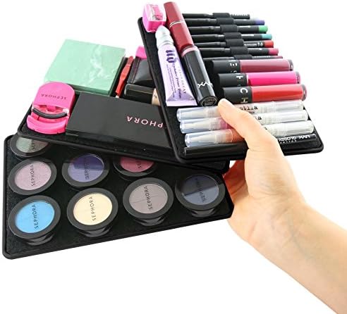 3 Makeup Organizers (Jet Set Black) with Clear Vinyl Bag, works with mascara, eye shadow, blush & more!