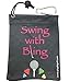 Giggle Golf Par 3 Pack for Women, Microfiber Waffle Weave Golf Towel, Tee Bag with 4 Tees and Bling Ball Marker with Magnetic Hat Clip (Swing with Bling)