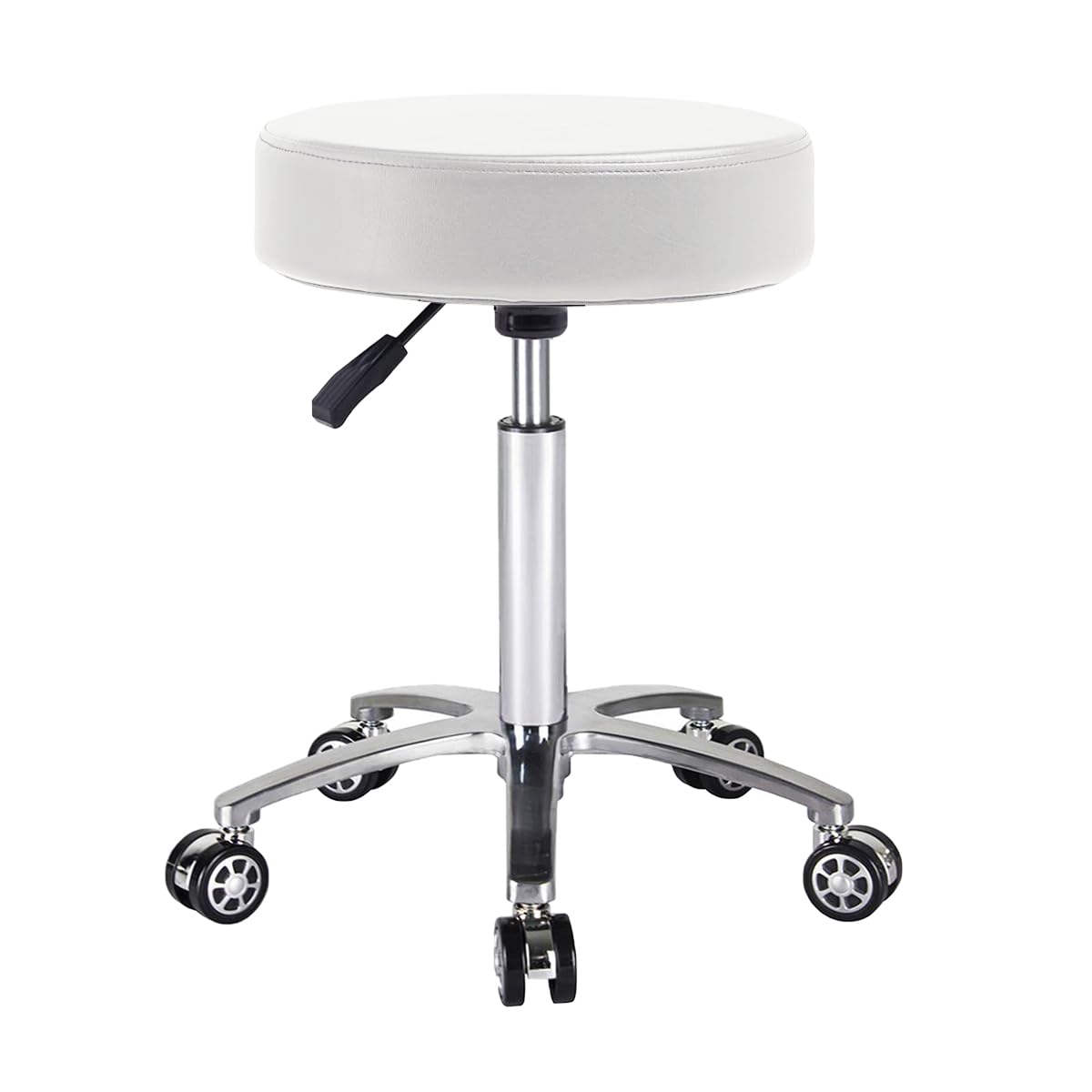 Antlu Massage Stool Chair on Wheels for Beauty Kitchen Salon Home Office, Adjustable High Rolling Swivel Stool (White)