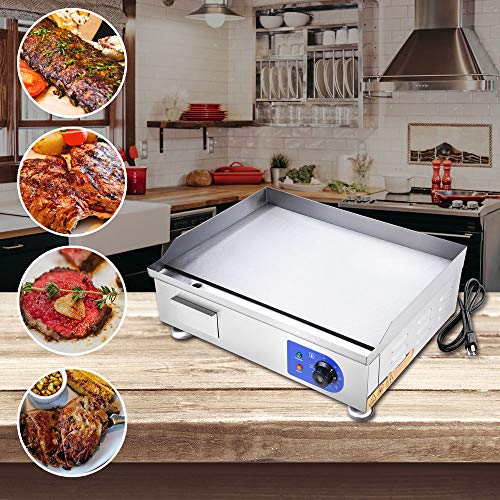 WeChef Electric Countertop 24" Griddle Stainless Steel Flat Grill Hot Plate Adjustable Temperature Restaurant Equipment