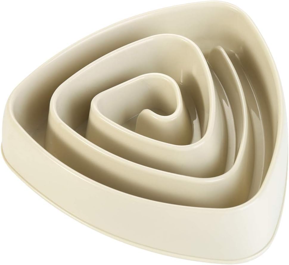 olyee Dog Slow Feeder Bowl - Slow Eating Dog Bowl Interactive Feeder Slow Down Feed Dog Cat Feeding Bowl - Pet Bloat Stop Dog Bowl(Beige)