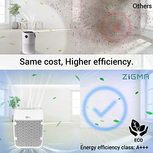 Zigma Air Purifiers for Home Large Room up to 1580 ft², 5in1 H14 True
