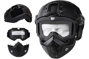 GVAKVTGK Airsoft Helmet and Full Face Mask, PJ Fast Helmet, Removable Anti-Fog Goggles, Suitable for Paintball, Role-Playing, CS Games
