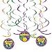 JOYIN 25 PCS Assorted Mardi Gras-Themed Set with 24 Hanging Swirls and 1 Strings with Garland Party Decorations Supplies