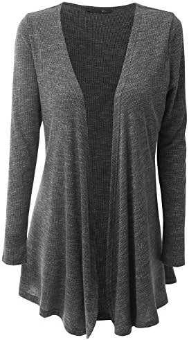Menglihua Women Plus Size Open Front Long Sleeve Drape Hem Ribbed Sheer Cardigan Tops Gray 3XL