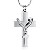 Cremation Jewelry for Ashes Pendant - Cross Urn Necklace with Mini Keepsake Urn Memorial Ash Jewelry