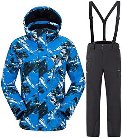 Luxfan Women&Men Colorful Print Hooded Snow Jacket Coat Windproof Waterproof Skiing Jacket Suit