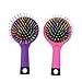 Pack of 2 Rainbow Volumizing Hair Straightening Brushes Detangling Hair Brushes Hair Curl Straight Magic Combs with Mirror (Pink & Purple)