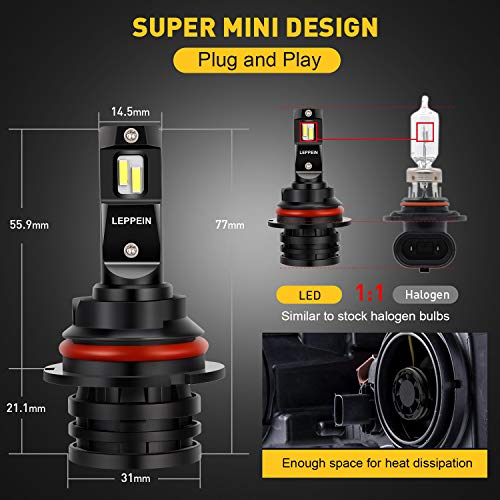 9004/HB1 LED Headlight Bulbs leppein S Series Hi/Lo Beam 24xCREE Chips 6500K 6000LM 56W Cool White All-in-one Conversion Kit