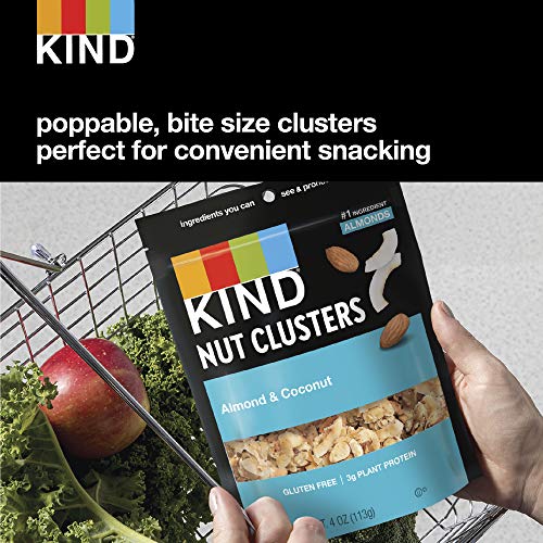 KIND Snack Nut Clusters, Almond Coconut, Gluten Free, Plant Based Protein, 4 Ounce Bags (Pack of