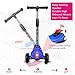 XJD Kick Scooter for Kids 3 Wheel Scooter for Toddlers Girls & Boys, 4 Adjustable Height, Extra-Wide Deck, with Max Glider Deluxe PU Flashing Wheels for Children from 3 to 14 Year-Old, Blue