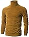 Ohoo Mens Slim Fit Long Sleeve Turtleneck Mixed Ribbed Hem Pullover Sweater