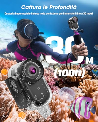NNYYMH 4K Action Cam, Mini Body Cam with 64GB SD Card, Waterproof up to 30m, 180 Minutes Battery, 150° Wide Angle and 1.47 Inch Display, Vlog Camera