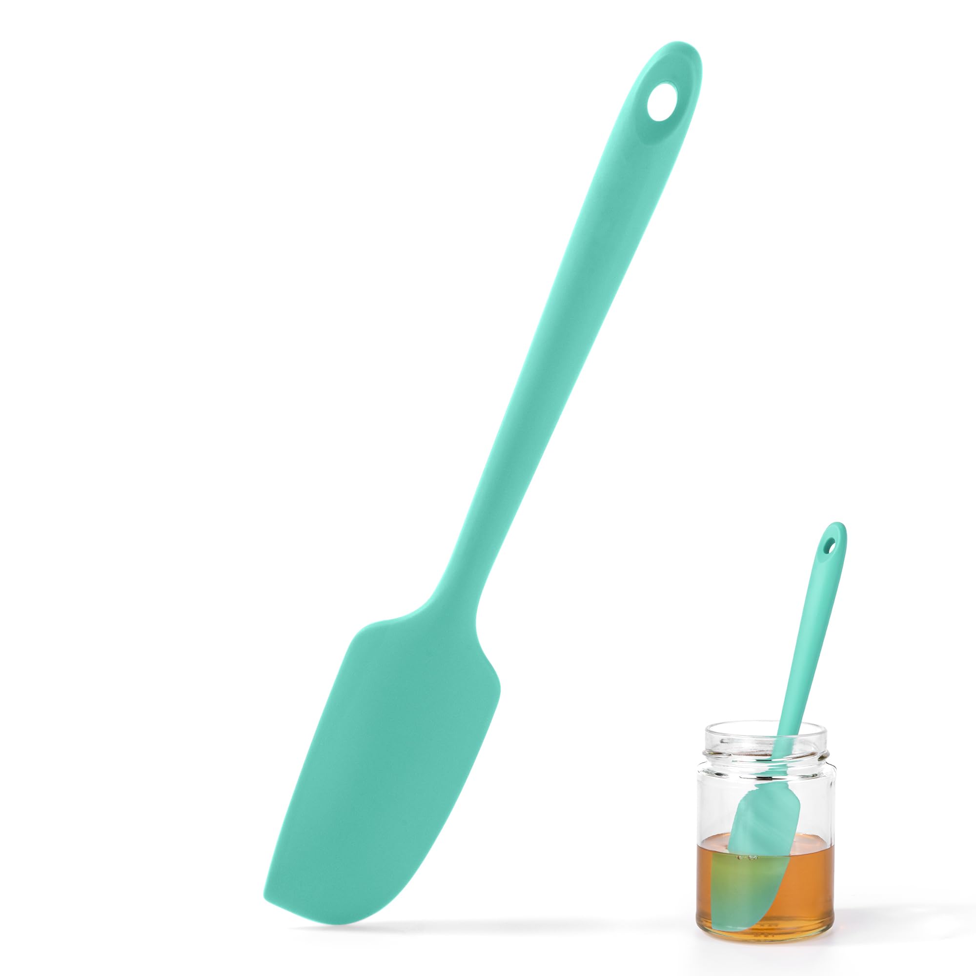 U-Taste 22.7cm Small Silicone Spatula: 315℃ Heat Resistant Non-Stick Flexible Seamless Mini Spatula, Baking Cooking Kitchen Utensil for Mixing Stirring Scraping Fits in Small Containers (Aqua Sky)