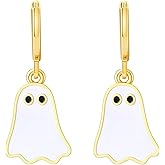 Halloween Ghost Earrings for Women Cute Spooky Ghost Huggie Hoop Earrings Funny Ghost Dangle Earrings Halloween Holiday Party Jewelry