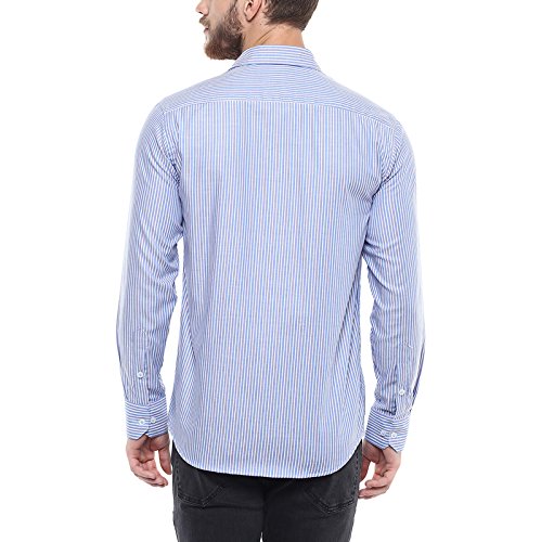 american crew men's stripes shirt with pocket (blue)