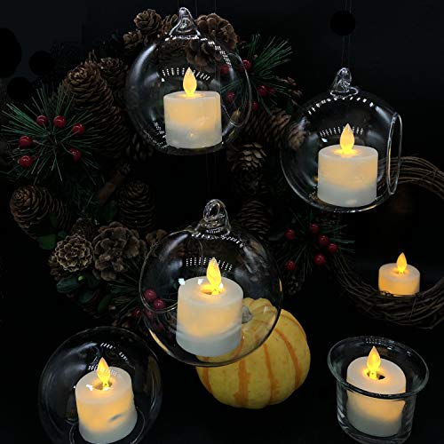 Battery Operated Flameless Fake Tea Light Candles Set of 6,Flickering Moving Wick LED Tea Light