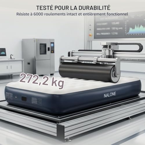Matelas Gonflable 2 Personnes Full Size, Lit Gonflable Électrique Auto-Gonflant avec Pompe Intégrée Rechargeable Idéal Camping et Maison 191x137x33cm