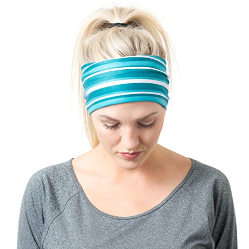 Teal Striped Headband One Size