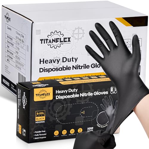 TitanFlex Heavy Duty Black Nitrile Gloves
