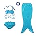 Mermaid Tails for Swimming for Girls Swimsuit Swimwear Shiny 4pcs Green Hot Pink