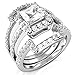 Sz 8 Sterling Silver 3Pcs 925 CZ Cubic Zirconia Engagement Wedding Band Ring Set
