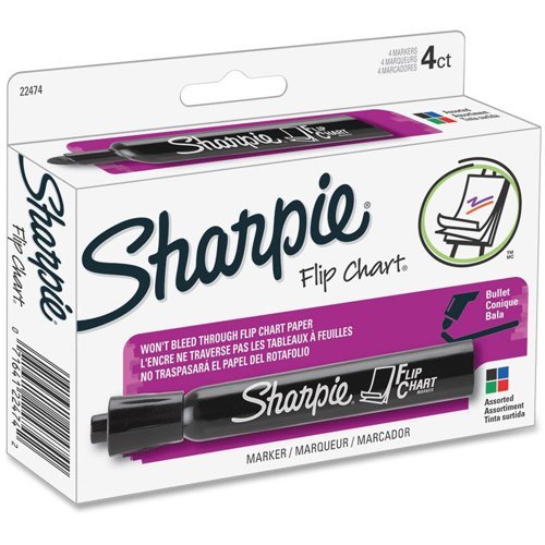 Sharpie Flip Chart Marker, Bullet Point, Bleed Resistant, Assorted Ink