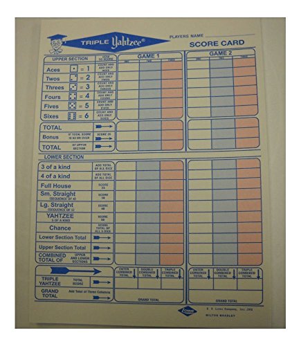50 Triple Yahtzee Score Sheets Cards