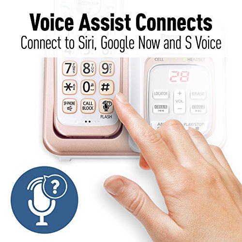 PANASONIC Expandable Cordless Phone System with Link2Cell Bluetooth, Voice Assistant, Answering Machine and Call Blocking - 2 Cordless Handsets - KX-TGD562G (Rose Gold/White) - Thumbnail 3