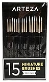 Arteza Detail Paint Brush - Hand Made - Taklon Hair (Set of 15)