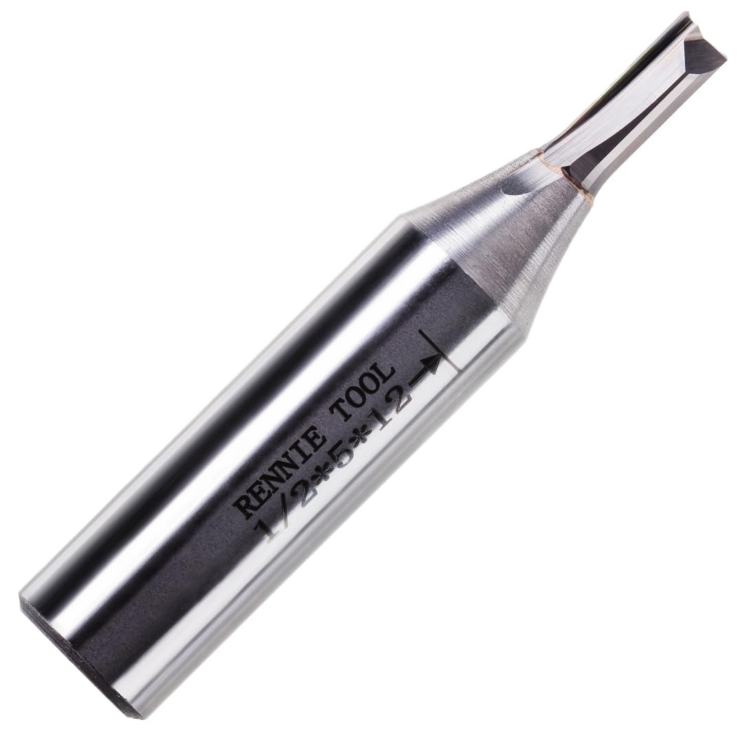 Rennie Tools - 5mm Cutting Diameter x 12mm Flute x 1/2" Shank TCT Tipped 2 Flute Straight Router Cutter Bit. Compatible With Makita Trend Festool Hikoki Dewalt Router Etc. 5mm Router Bit