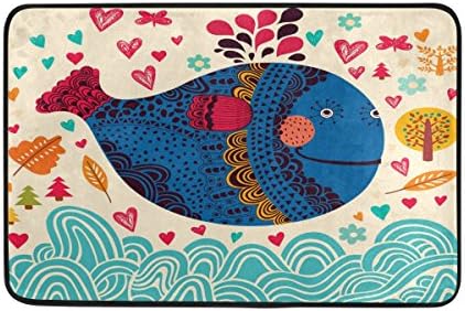 Chinfun Fish Wave Indoor/Outdoor Door Mat Super Absorbs Mud Floor Mat 23.6 x 15.7 Inch Slip-Resistant Rubber Backing Design by MOCK ST