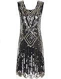 PrettyGuide Women's 1920s Gatsby Sequin Art Deco Scalloped Hem Inspired Flapper Dress