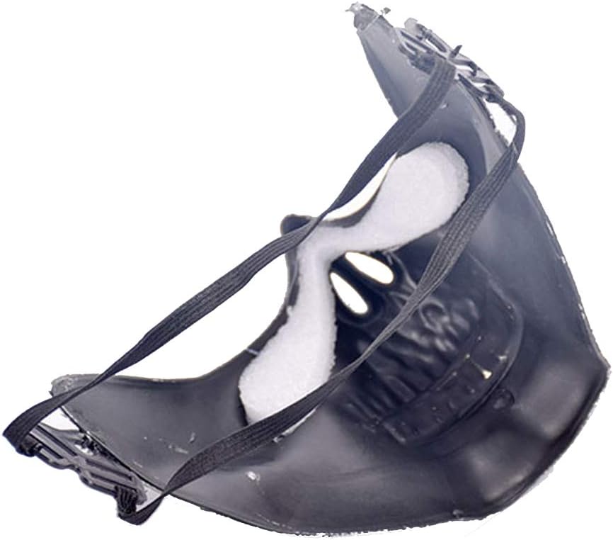 Kasstino Skull Skeleton Airsoft Hunting Half Face Protect Gear Mask Cosplay Halloween (Black) - Image 4