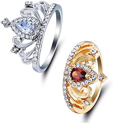 Wolisen Alloy Electroplating Crystal AAA Zircon Splendid Charming Rings Princess Crown Shaped Rings for Lady Girl