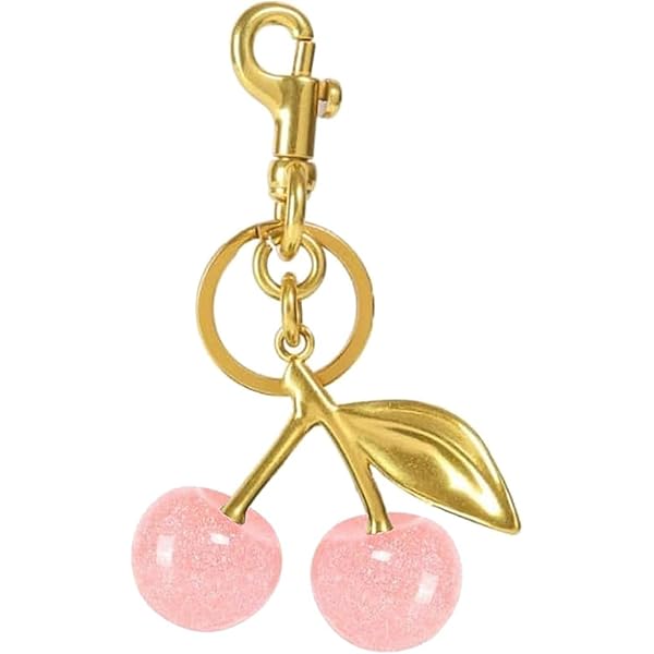 Aonald Sparkling Cherry Keychain For Women | Cute Crystal Bag Charm For Purse, Backpack | Silver Gold Keyring Accessory Gift - View #5