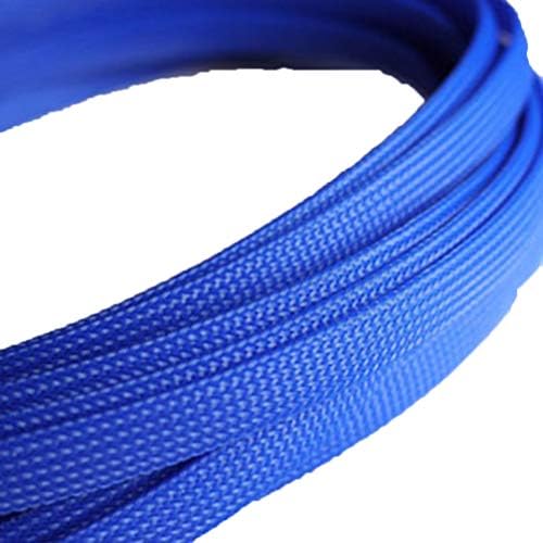5M 10mm Blue Red Nylon Braided Cable Sleeving Shielding Sheathing Auto Wire Harnessing