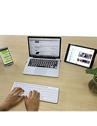 Teclado Bluetooth con almohadilla de número, bluebyte multidispositivo tamaño completo teclado inalámbrico Bluetooth ultrafino para computadora, teléfono y Tablet.(Blanco).