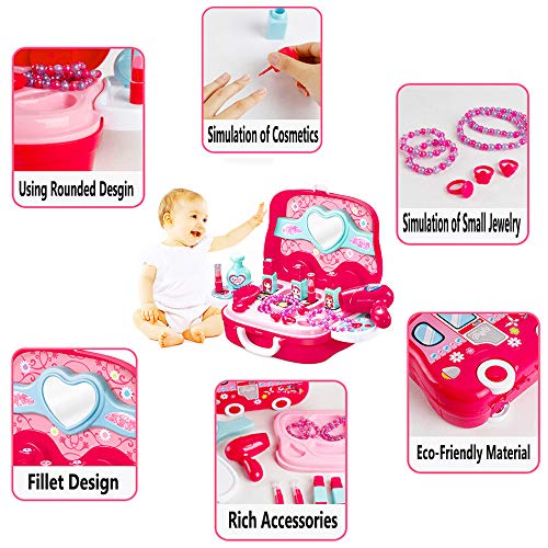 Little Girls Pretend Makeup Kit Cosmetic Pretend Play Set Kids Beauty Salon Makeup Set Toy for Children Best Gift Set with Mirror