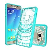 Galaxy Note 5 Clear Case with HD Screen Protector, AnoKe [Scratch Resistant] Colorful Mandala Flower Acrylic Hard Rubber Slim Fit TPU Bumper Hybrid Case For Samsung Galaxy Note 5 -TM Mint