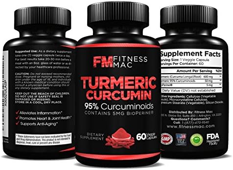 100% Pure Turmeric Curcumin with Bioperine - Anti-Inflammatory, Anti-Aging, Antioxidant Formula, 60 Safe and Effective Veggie Pills - Includes FREE ebook!