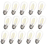 Aplstar 2W S14 LED Dimmable Bulb, for Outdoor String Lights Bulb Replacement, Equal to 20-25W Incandescent Bulbs, Edison Vintage Filaments Design, 2700K Warm White, E26 Base, 15Pack